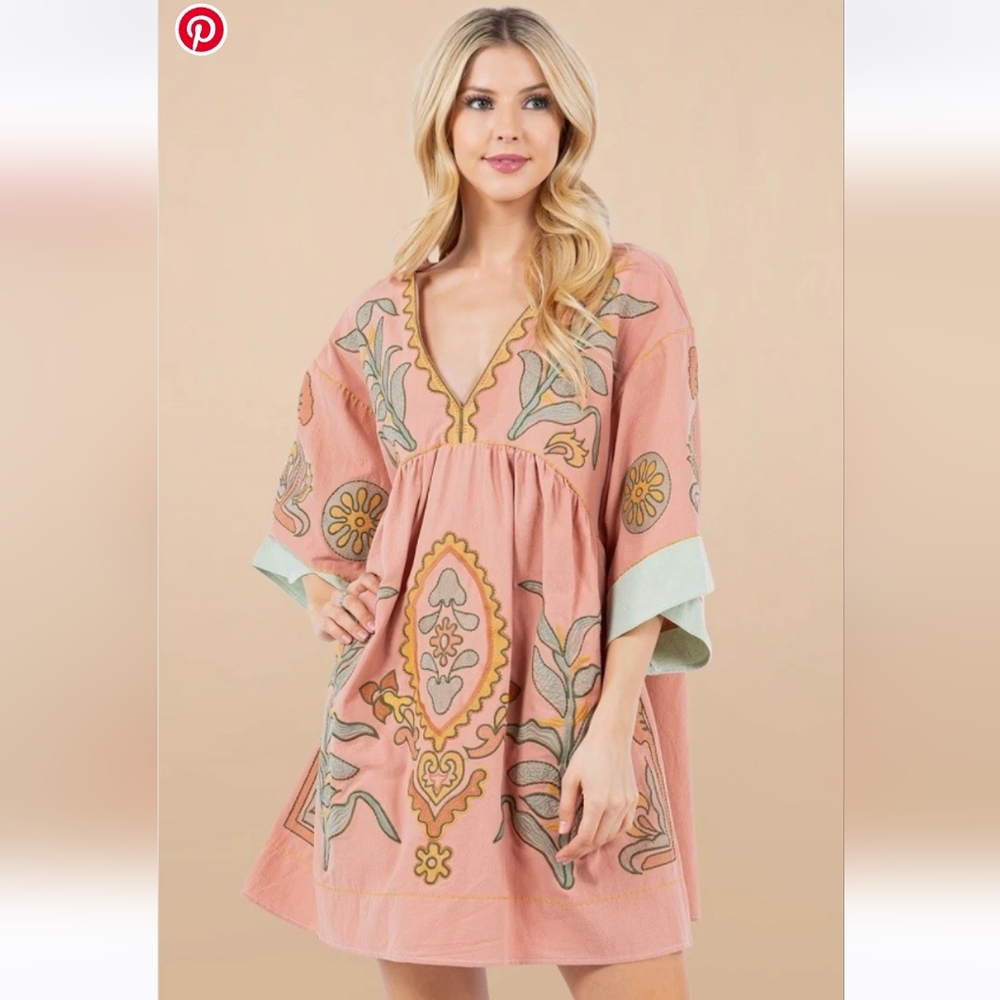Babydoll Flower Embroidered Dress
